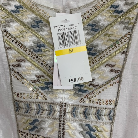 Spense Ivory Metallic Women’s Top Sz M - Picture 4 of 5